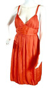 VTG 80s Original Milly New York SZ 4 Mango/Orange 100% Silk Sun Dress Bubble Hem