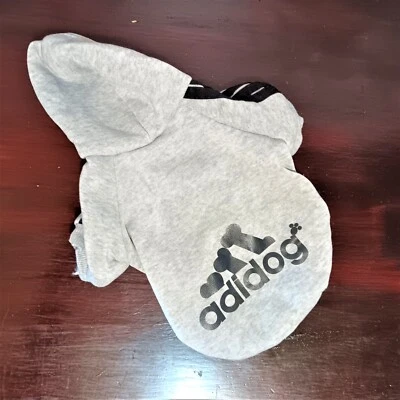 Scheppend Adidog Dog Sweater Jumpsuit Coat Grey SMALL BREED 10 in back length - Image 1 of 4