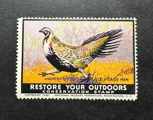 Estampillas WTD - 1940 NWF National Wildlife Federation Sello de pato - Gallina salvia - Imagen 1 de 2