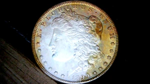 1899 P-90%SILVER MORGAN-AUC- KEY DATE LOW MINT  TONED-327 - Picture 1 of 14