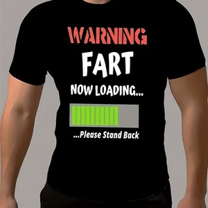 Divertida camiseta de cuello redondo manga corta con patrón de letras de carga para hombre, outdoo de verano - Imagen 1 de 6