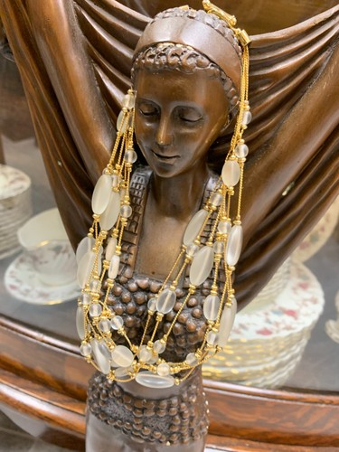 Rara Collana Givenchy Vintage Oro Tono Multifilo Cristallo Trasparente Smerigliato (N101)