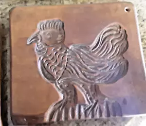 Antique Carved Wood Cookie / Biscuit Mold 7" x 7.75" - Rooster - Picture 1 of 8