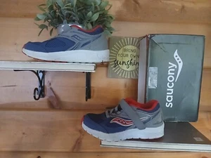 Saucony Grid Cohesion 5 Navy Red Boys 12M gently used with box - Picture 1 of 9