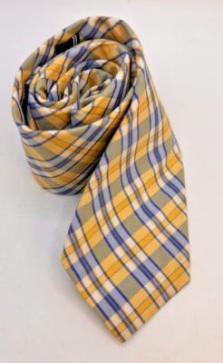 NAUTICA Primavera Verano Hombre Corbata Cuello Amarillo Azul Cuadros Seda + Mezcla Algodón Foto 1 de 4