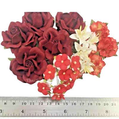 25 Mix Paper Flower DIY Wedding Scrapbook Card Making Topper TH/SET-77(104) - Image 1 of 3