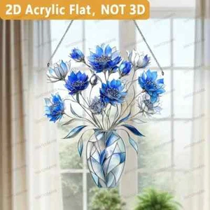 Bohemian Style Acrylic Sun Catcher with Blue Cornflower Free Delivery Birthday - Picture 1 of 6
