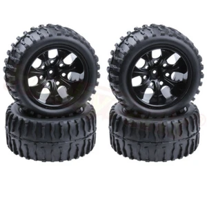 4pc Rubber RC 1/10 Truck Tires Wheel Rim 12 Hex For Axial Tamiya HPI HSP Monster - Picture 1 of 5