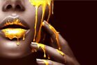 Black Woman With Golden Liquid Canvas Painting Wall Mural Canvas Wall Art Poster