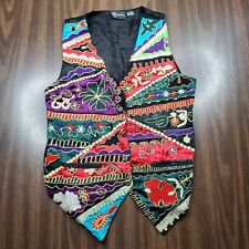 Vintage Phool Vest Womens Size Small India Abstract V Neck Button Up