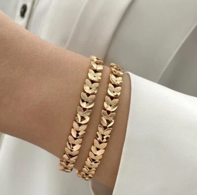 Pulsera Hoja Chapada en Oro 18k Lujo Diseño Especial Joyería Foto 1 de 4