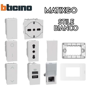 SUPPORTI PRESE PLACCHE E INTERRUTTORI BASCULANTI B-TICINO MATIXGO STILE BIANCO - Photo 1/33