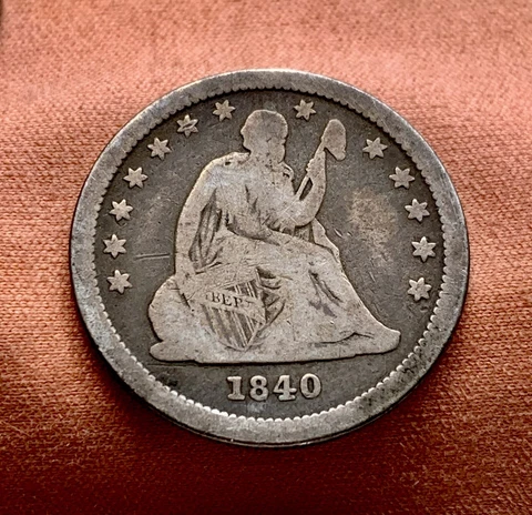 1840-O ~ Drapery ~ Seated Liberty Quarter ~ Rare KEY Date ~ FINE ~ Only 43k mint Cover