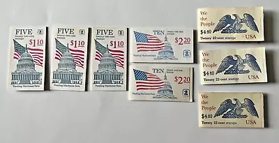 Lot of 8 Booklets 95 Stamps - 22¢ US Flags #2116/2355/BK144-145 &162 - FV$20.90 - Image 1 of 4