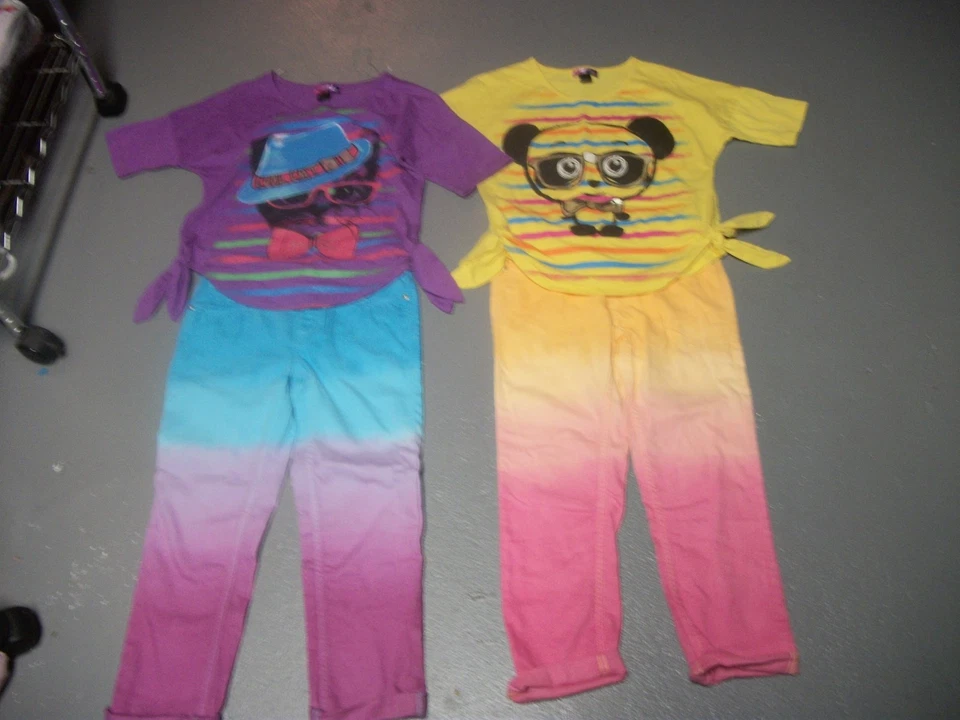 CONJUNTO AUTOESTIMA TOP & SO TOBILLO CROP JEANS GATO O PANDA CONJUNTO NIÑAS TALLA M 10 12 Foto 1 de 1