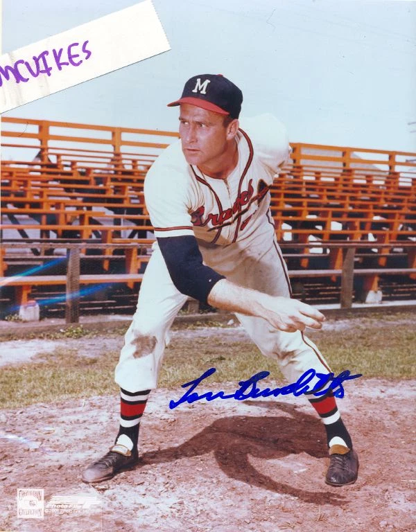 Foto firmada autografiada por Lew Burdette 1957 de los Bravos de Milwaukee #2 certificado de autenticidad Foto 1 de 1