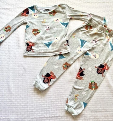 Disney 100 девочек пижамы комплект размер 4 Moana Elsa Tinker Bell леди Pua серый 2 изделия - Изображение 1 из 4