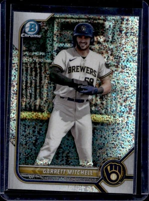 2022 Bowman Chrome Garrett Mitchell Prospect Speckle Refractor #117/299 Brewers - Image 1 of 2