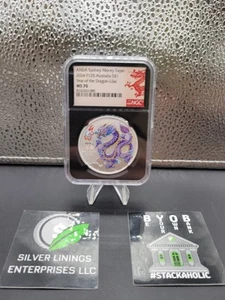 2024 Australia Lunar Lilac Dragon ANDA Sydney Expo 1 oz Silver Coin - NGC MS 70 - Picture 1 of 3