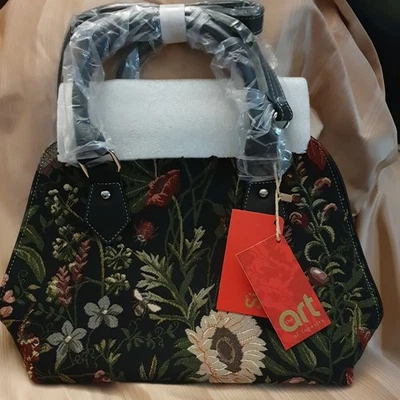 Signare Tapestry Black Morning Garden Convertible Bag Handle & Shoulder Strap - Image 1 of 4