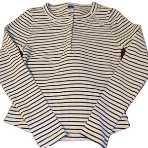 Old Navy Girls Sweater Size L White Striped Long Sleeve - Picture 1 of 5