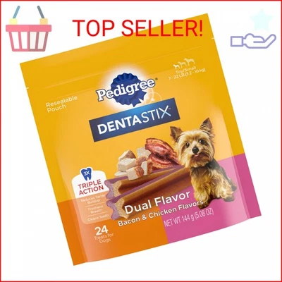 Pedigree Dentastix Dual Flavor Small Dog Dental Treats, Bacon & Chicken Flavors, - Image 1 of 2