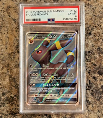 2017 POKEMON SUN & MOON #142 FULL ART/UMBREON GX PSA 6 EX-MT - Image 1 of 2