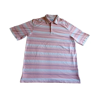 Walter Hagen man's golf polo shirt short sleeve Sz L pink, blue stripes - Picture 1 of 11