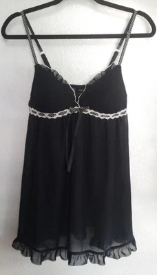 APT.9 黑白蕾丝透明娃娃睡衣女式 S 内衣连衣裙 — 第 1/4 张图片