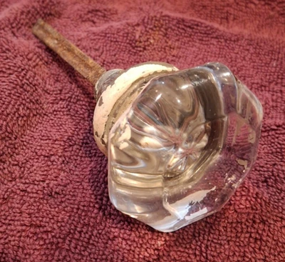 ANTIGUO POMO DE PUERTA DE CRISTAL TRANSPARENTE OCTOGONAL Foto 1 de 4