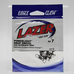 Eagle Claw Lazer Powerlight Drop Swivel Interlock Snap Size 7 LSPDIB-7 - Picture 1 of 2