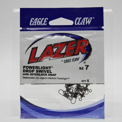Eagle Claw Lazer Powerlight Drop Swivel Interlock Snap Size 7 LSPDIB-7 - Image 1 of 2