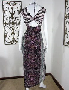 Neu mit Etikett Free People ÄRMELLOS Maxi-Sonnenkleid Gr. 12 lila blumig offener Rücken - Bild 1 von 12