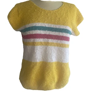 Vtg Sweater 80s Adele Knitwear Lightweight Summer Med/Lg Boxy Cap Short sleeve - Picture 1 of 6