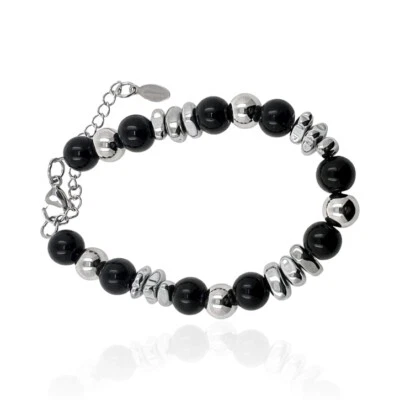 MARTIN1985 Modisches Armband Unisex Damen Herren mit Edelstahl- und Achatperlen - Bild 1 von 4