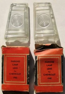 NOS 1942 CHEVROLET LEFT AND RIGHT GLASS PARKING LIGHT LENSES IN BOXS #BB74 - Picture 1 of 2