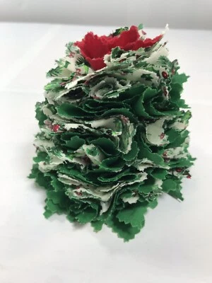 Christmas Tree Fabric Mini Desk Table Top Handmade Small Xmas Holiday Decor   - Image 1 of 4