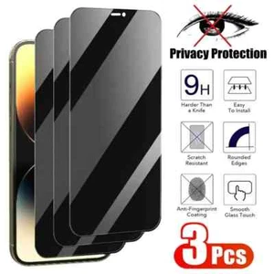 3X For iPhone 16 15 14 Pro Max Privacy Tempered Glass Screen Protector - Picture 1 of 13