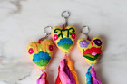 Handmade Mexican Heart Keychain with Tassels from Chiapas, Mexico NEW