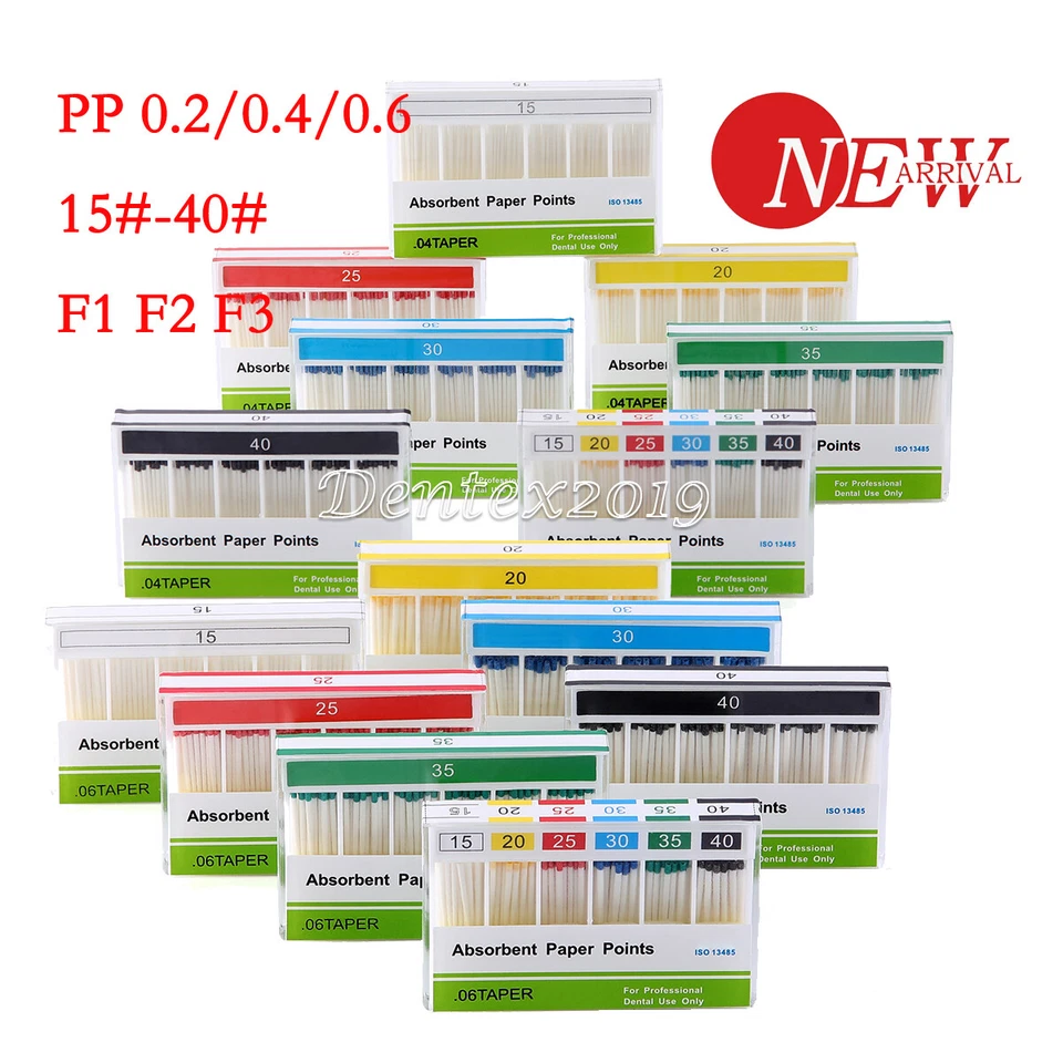 AZDENT Dental Root Canal Endodontics Absorbent Paper Points PP02/.04 /06 15#-40# - Image 1 of 4
