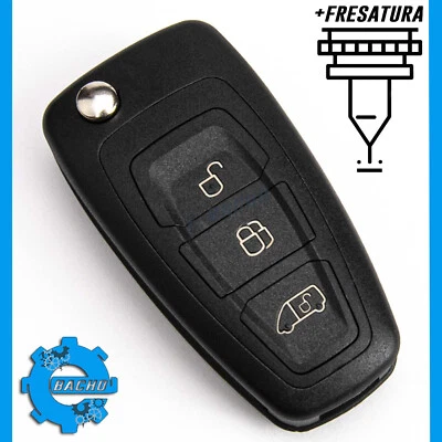 B1 PARTS 3 PUSLANTI CHIAVE GUSCIO ADATTO PER FORD TRANSIT CUSTOM 2013 - 2020 + FRESATURA