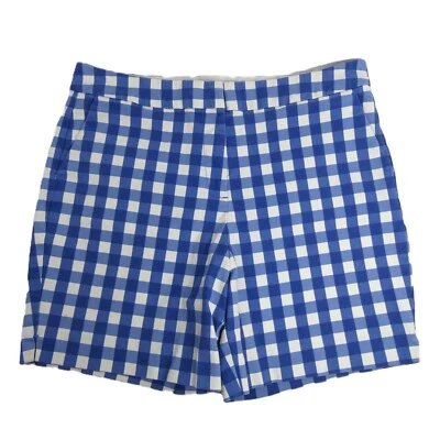 New BODEN Shorts Women's Blue White Size 8 30W Richmond Gingham Check Flat Front - Image 1 of 4