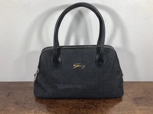 Borsa Genny Made In Iatly in pelle nera tela bordo pelle tela nera manico superiore - Foto 1 di 1