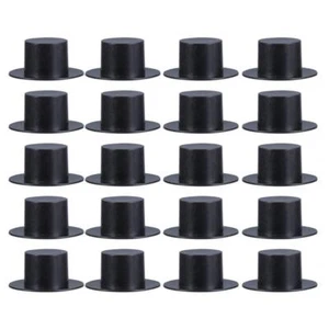 Doll Hats Christmas Top Hat 50pcs Black Mini Hats 1.6 Inch Black Hat Satin Co... - Picture 1 of 9