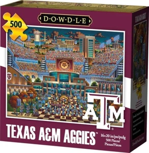 Dowdle Folk Art Jigsaw Puzzle;  Texas A&M Aggies;  500 pieces;  DAMAGED BOX - Picture 1 of 4