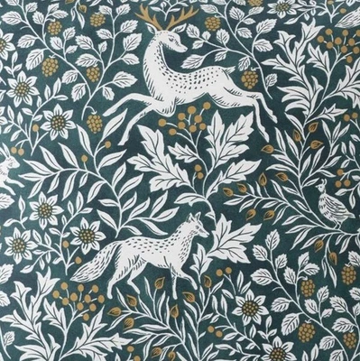 Funda nórdica Company Store satén KING animales del bosque floral, azul tinta, NUEVA Foto 1 de 4