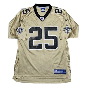 Rare VTG Reggie Bush #25 New Orleans Saints Gold Reebok NFL Jersey Mens L - Picture 1 of 17