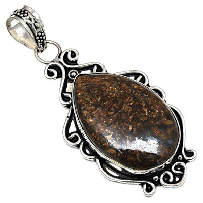 Colgante piedras preciosas de bronce hecho a mano día de la madre joyería de plata 2,5" Foto 1 de 4