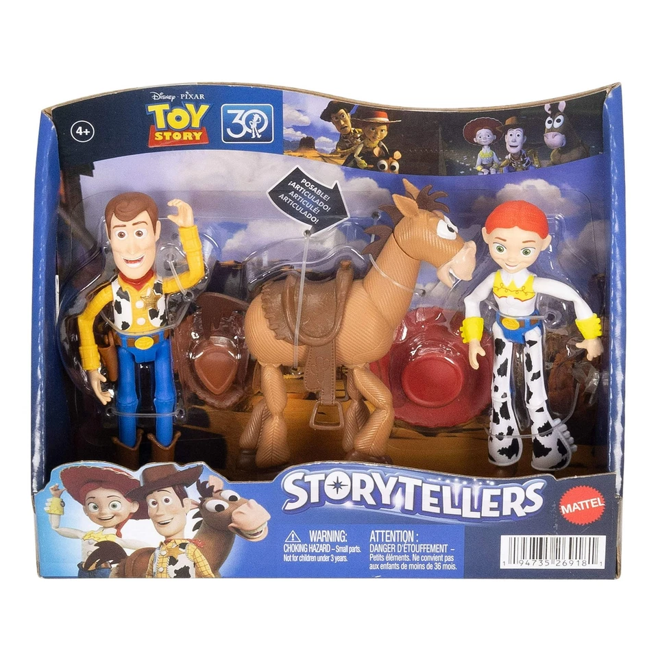 Disney Pixar Storytellers Toy Story Woody, Jessie & Bullseye Posable Foto 1 de 4