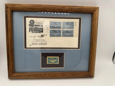 1st Day Of Issue Commemorating Naval Aviation 1961 Framed W/Gold Embossed Stamp - Image 1 of 4